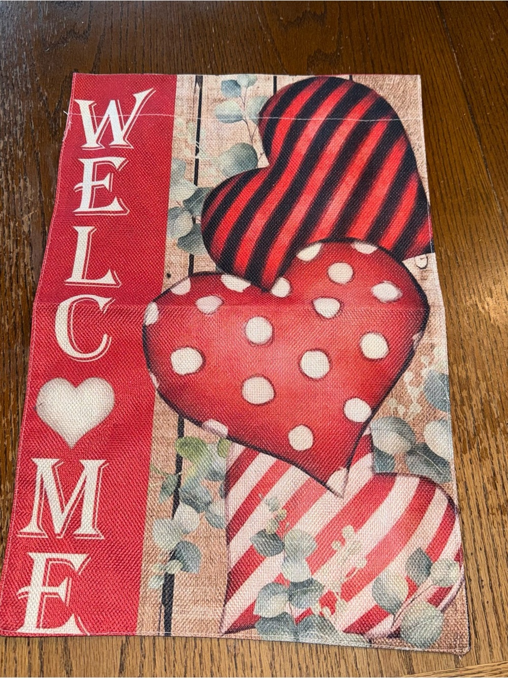 Valentines Day Burlap Garden Flag Decorative Gift Yard Banner 17”x12” New